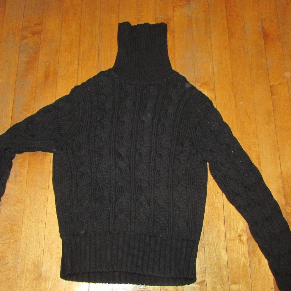 Black Ann Taylor Cable Knit Turtleneck